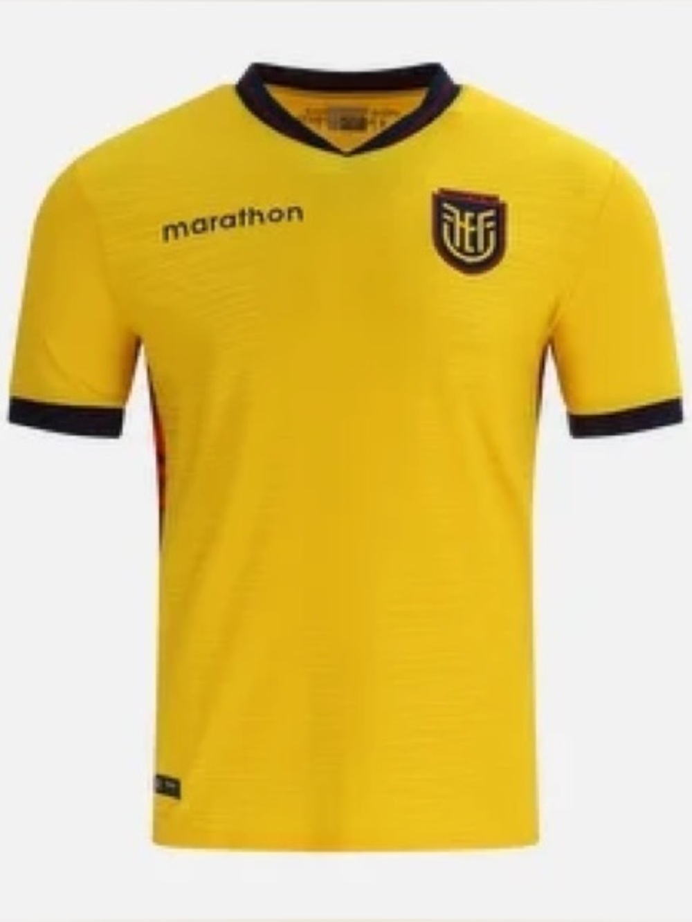 Marathon Yellow Ecuador Soccer Jersey with Black Trim